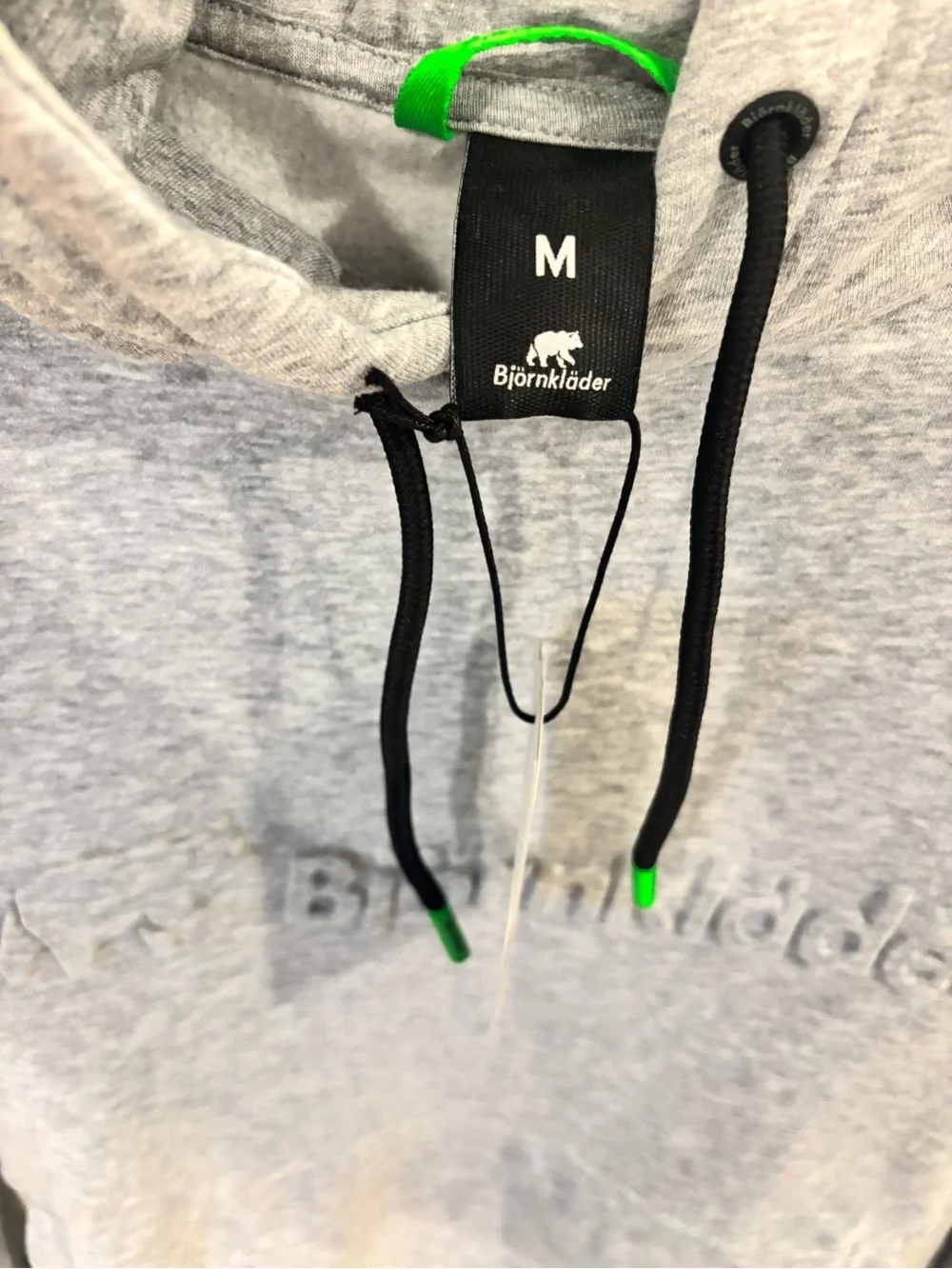 Light Grey Hoodie with Embossed Logo and Contrast Drawcords
